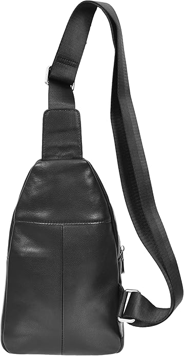 Chest Bag in Genuine Leather, Black, Small - Image 3