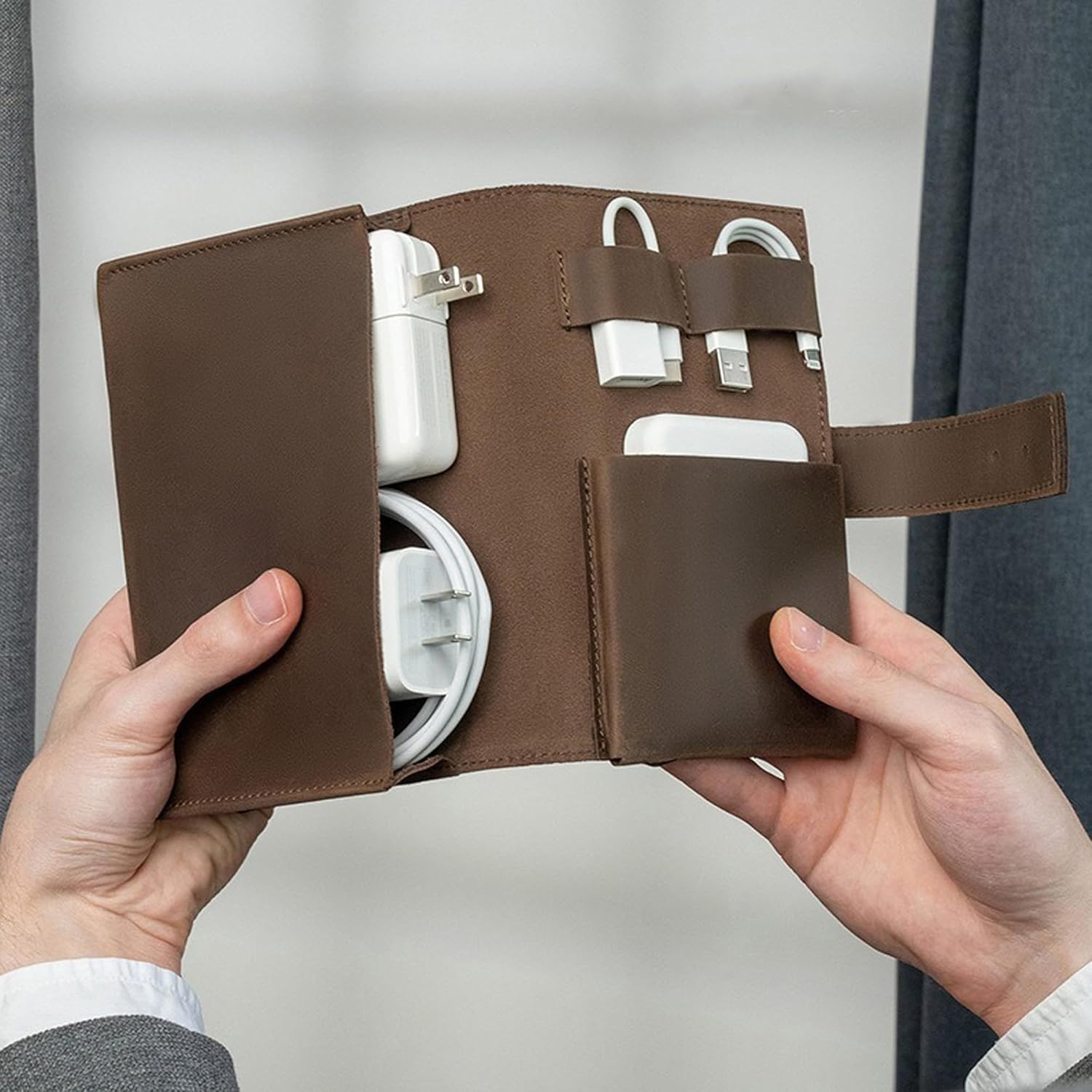 Leather Electronic Organizer Travel Case - Image 3